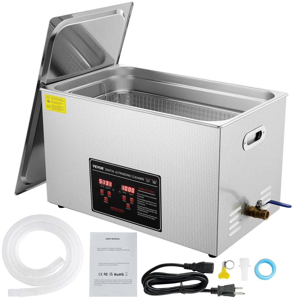 Cleaner Industrial for Cleaner with 752W Cleaner Sonic Timer Watch Digital 30L Ring Instruments Large Ultrasonic CE BENTISM Professional Certified RoHS Heating Glass Grade 304 Coin Jewelry FCC