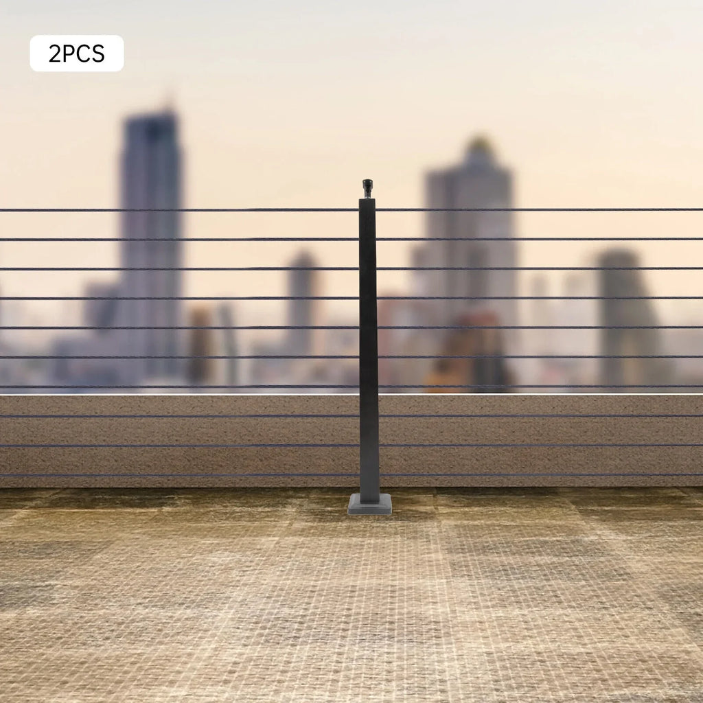 Concrete Level Deck Level Square Post Wood Cable Cable Railing Stainless Two System Railing Steel Fence Sides 36''x2''x2'' Post Pre-Drilled for
