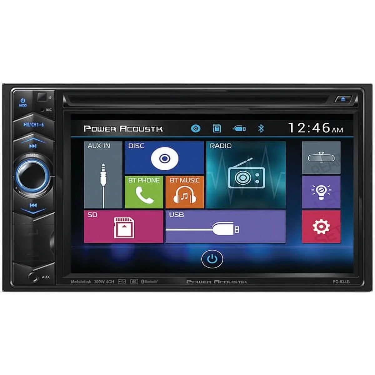 Acoustik Receiver In-Dash Touchable LCD DVD Screen Double-DIN Power 6.2