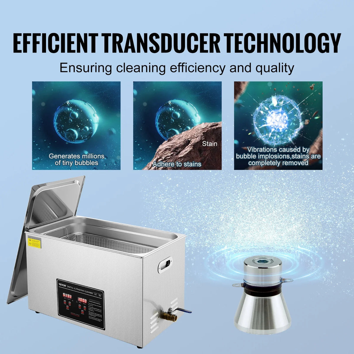 Cleaner Industrial for Cleaner with 752W Cleaner Sonic Timer Watch Digital 30L Ring Instruments Large Ultrasonic CE BENTISM Professional Certified RoHS Heating Glass Grade 304 Coin Jewelry FCC