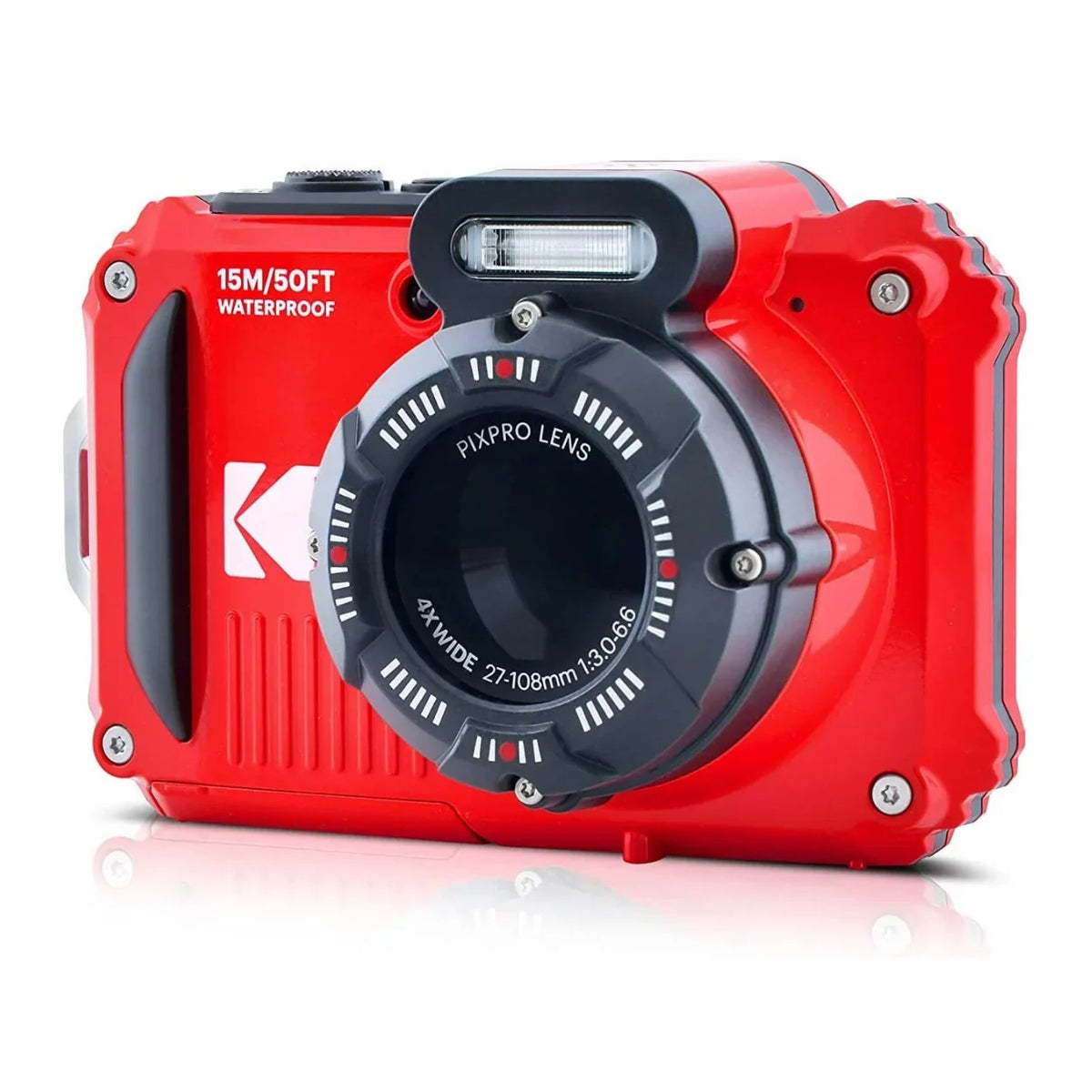 WPZ2 Camera 16MP 2.7-Inch Pixpro LCD 4x Waterproof Bundle Kodak Shockproof (Red)