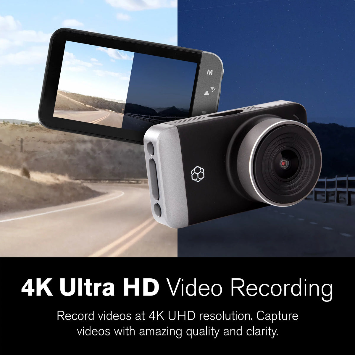 Screen, and Range Yada Record with App, 3" UHD Mode Dynamic Angle for Pro Resolution GPS Technology Park High Lense, 4K G-Sensor LCD Day/Night. Roadcam Wide 150 with Degree
