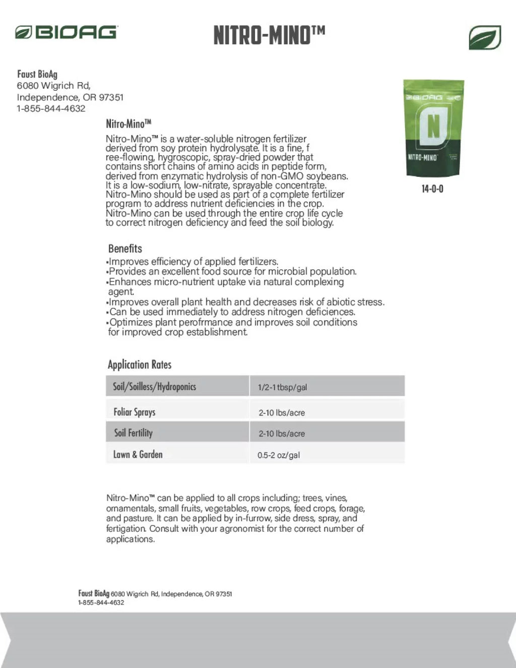 lb & Amino BioAg by Powder Fertilizer Soluble - 4 Nitro-Mino Nitrogen bottle Acids Water -