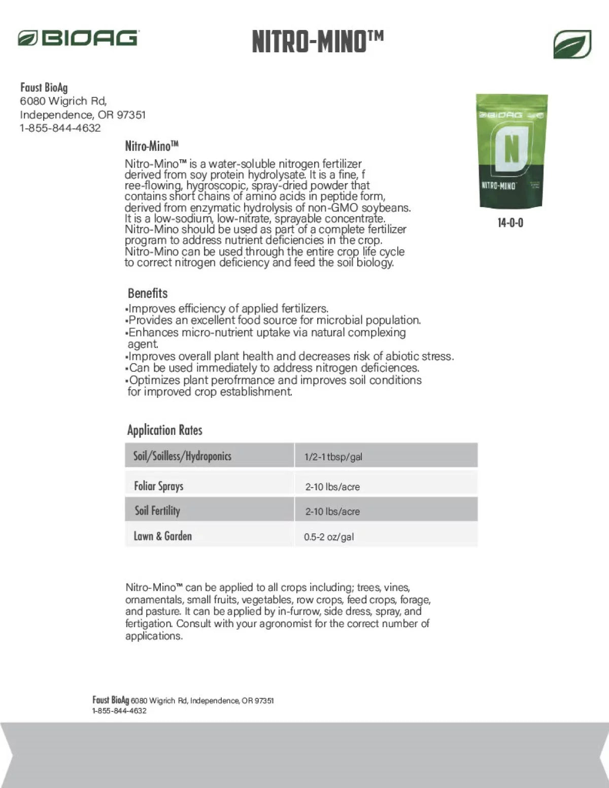 lb & Amino BioAg by Powder Fertilizer Soluble - 4 Nitro-Mino Nitrogen bottle Acids Water -