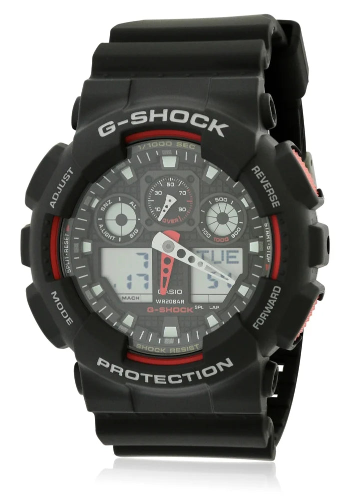Watch Chronograph Black Casio Male 51MM Quartz Analog Alarm GA100-1A4 Plastic