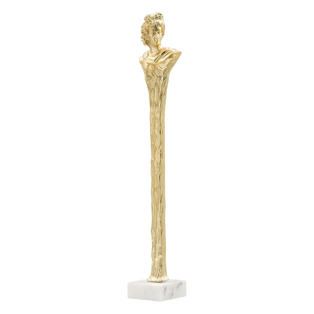 28" Stylized Taylor on Marble Jennifer Gold Decorative White Marble and Base, Roman Home Bust White