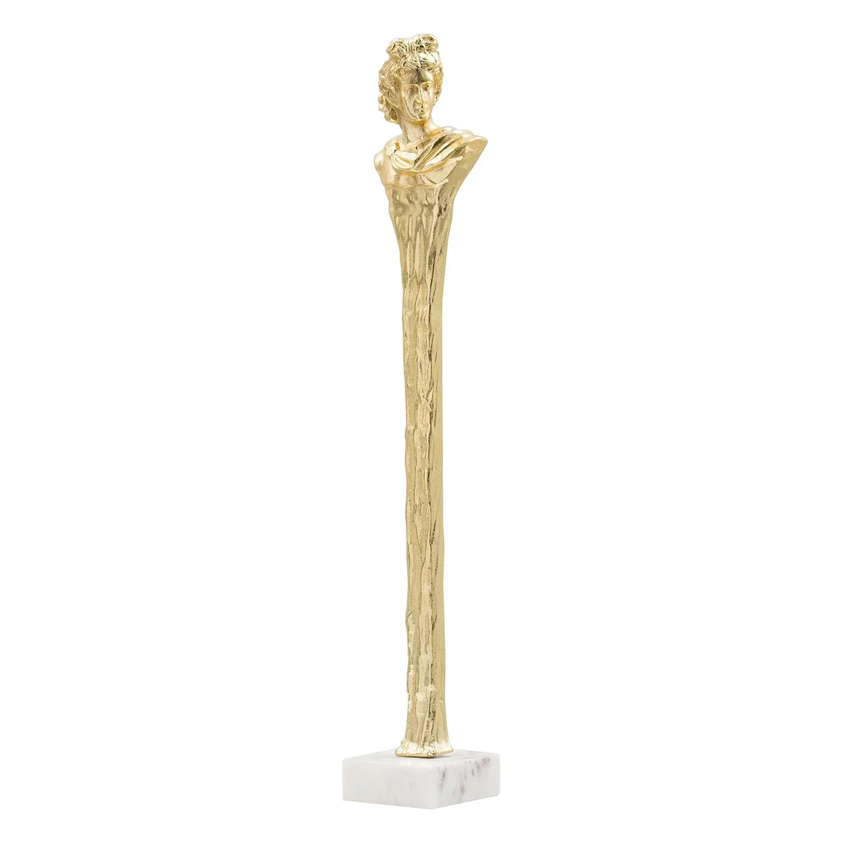 28" Stylized Taylor on Marble Jennifer Gold Decorative White Marble and Base, Roman Home Bust White