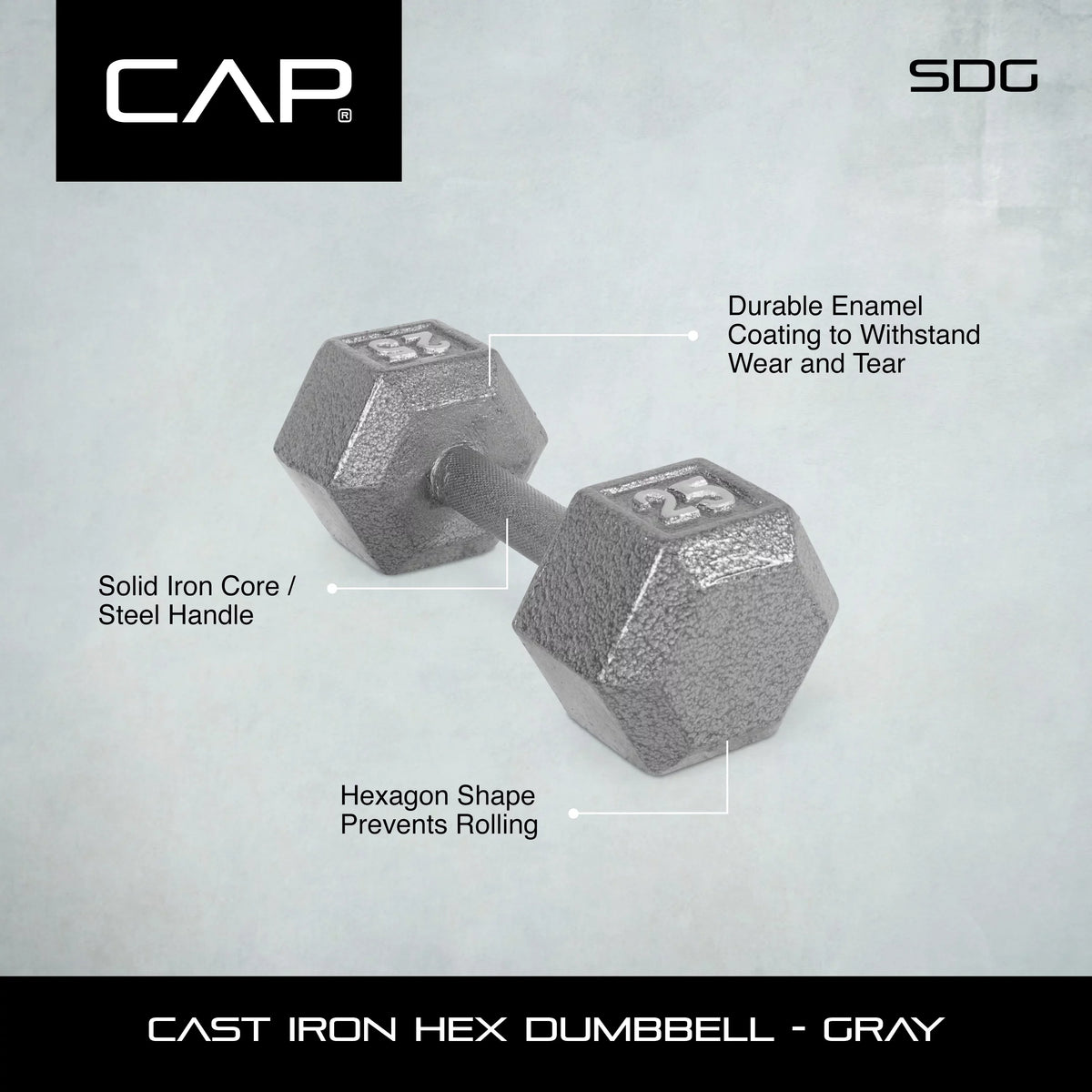 CAP 55lb Dumbbell, Iron Single Cast Hex Barbell