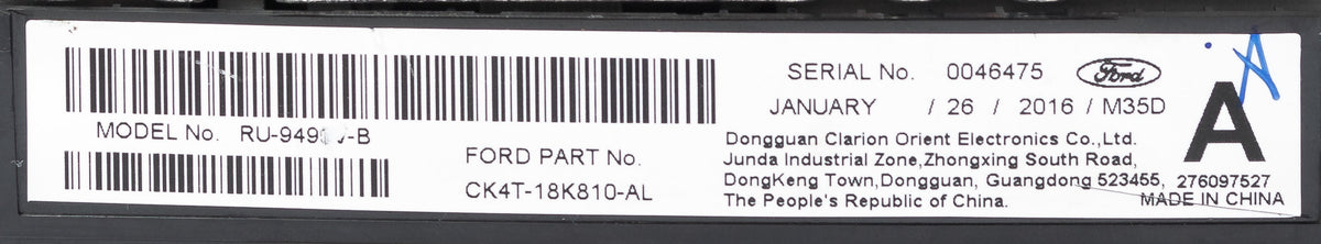 Restored CK4T-18K810-AK Climate Radio (Refurbished) 2016-2019 350 250 Transit Ford Control 150 Panel