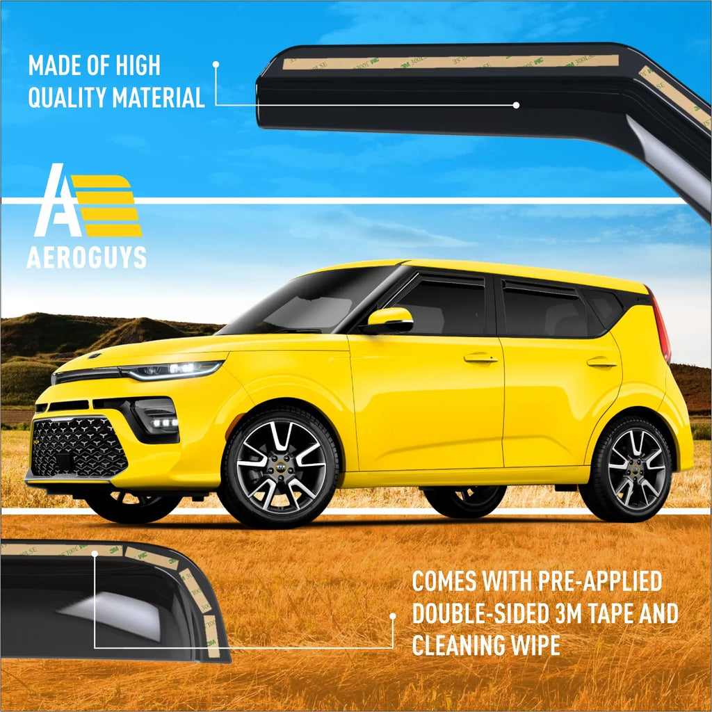 AG0284 Vent Guards Fit for 4pcs. Extra Kia Accessories- Visors, Window Car Sun Visors Window Deflectors 2020-2024, AEROGUYS Rain Durable Soul Wind Visors, in-Channel