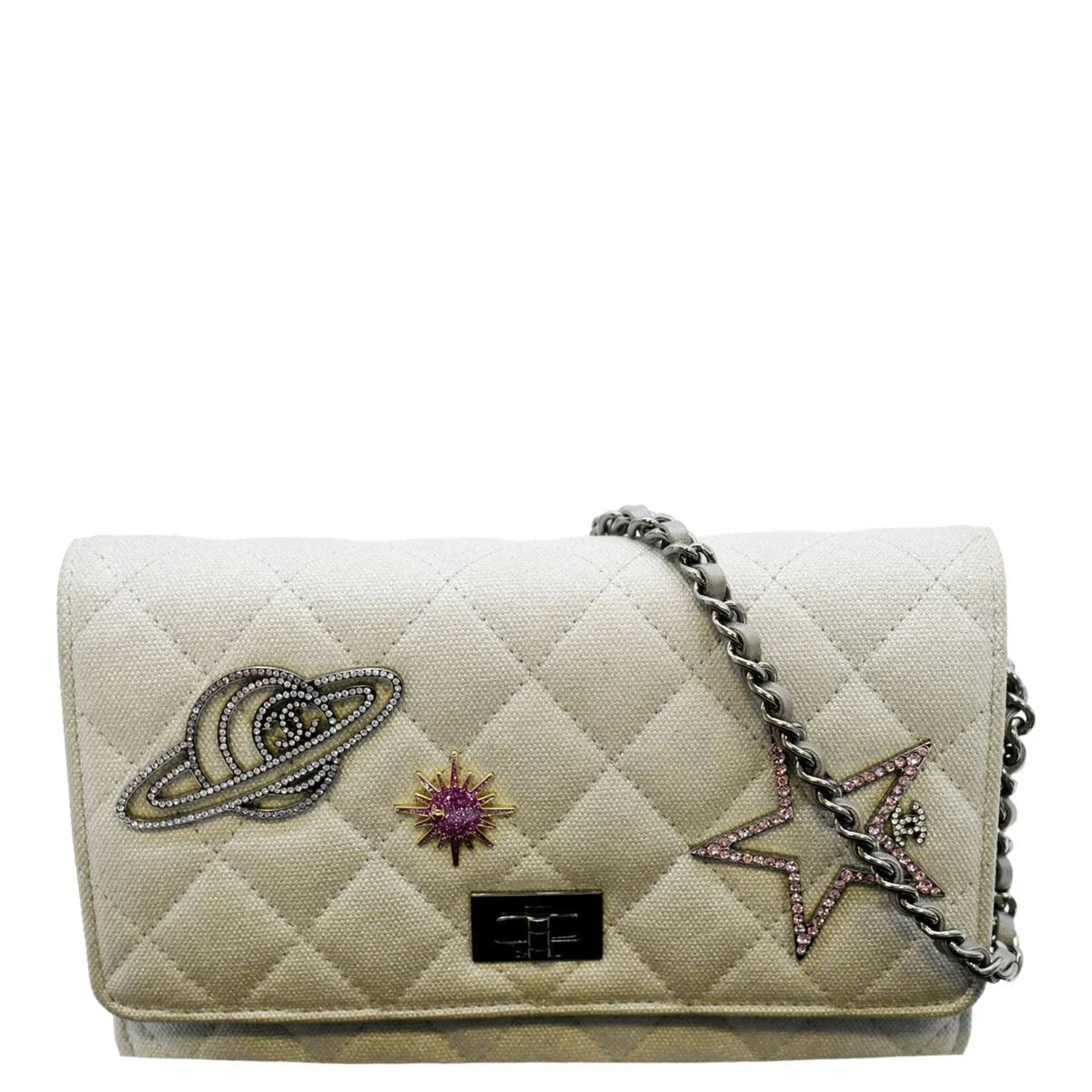 Light Canvas 2.55 CHANEL Grey Space Crossbody WOC Quilted Bag Reissue Pre-Owned Classic Charm