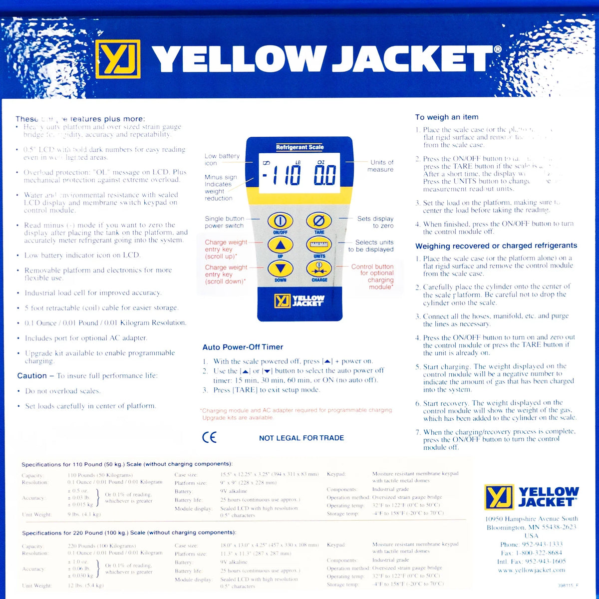68802 Scale,Electronic,110 lb Yellow Refrigerant Jacket