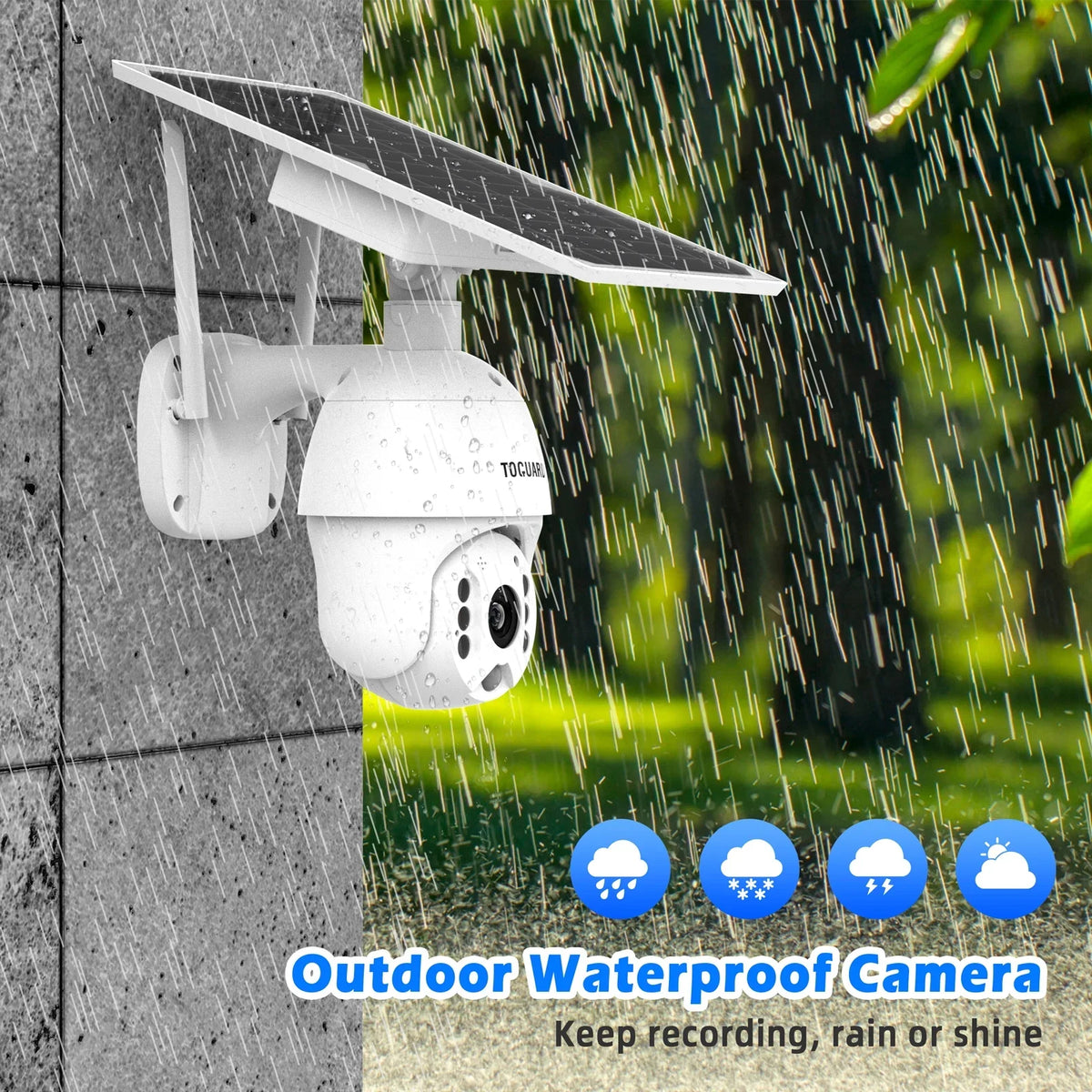 Motion Camera Detection, Vision, TOGUARD Wifi with PTZ Security Audio 1080P Wireless Camera Battery, Dome 2-Way with Night Color Solar Outdoor PIR Surveillance 15600mAh