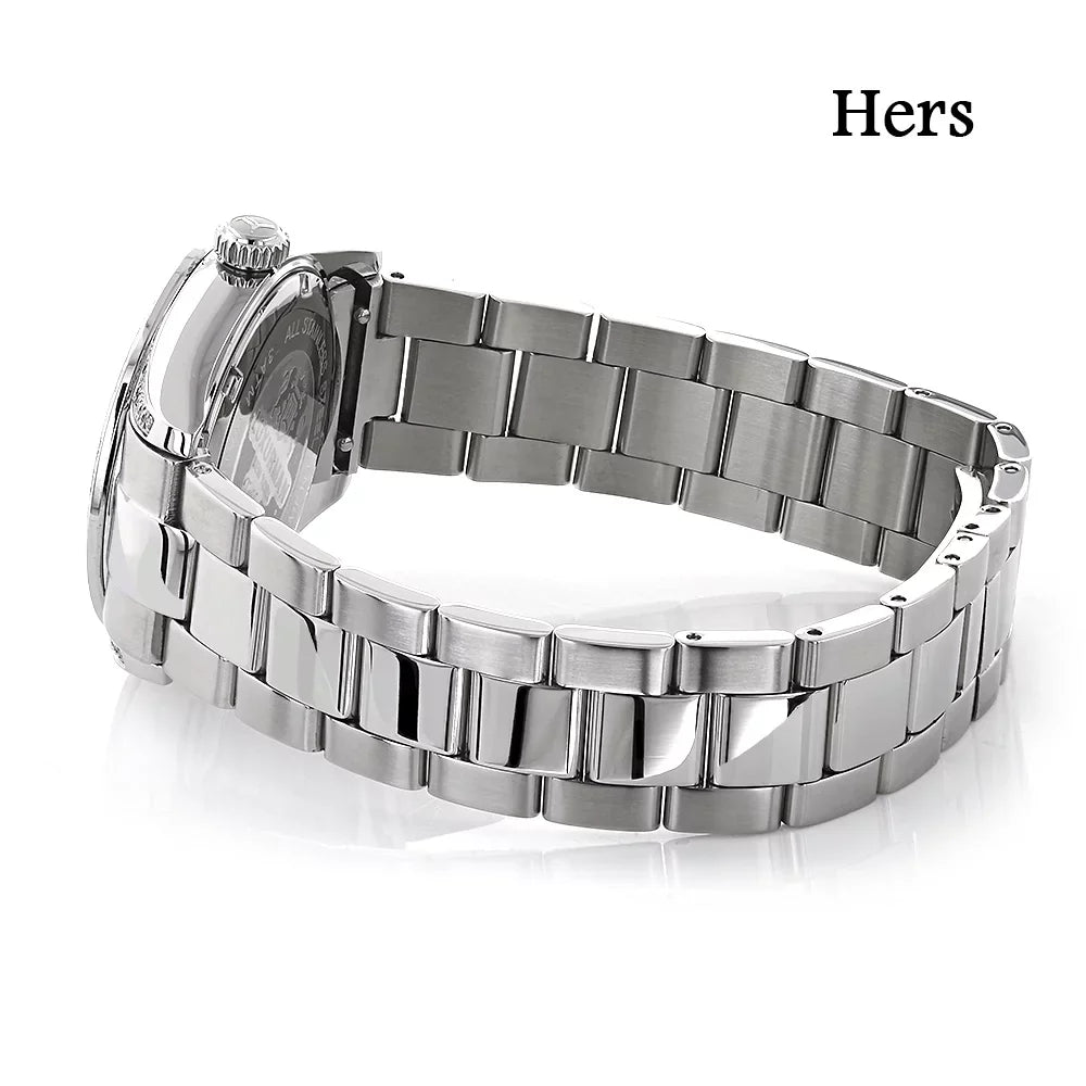 Set Watch Stainless 3.5ct and Diamond Hers Steel Watches: His