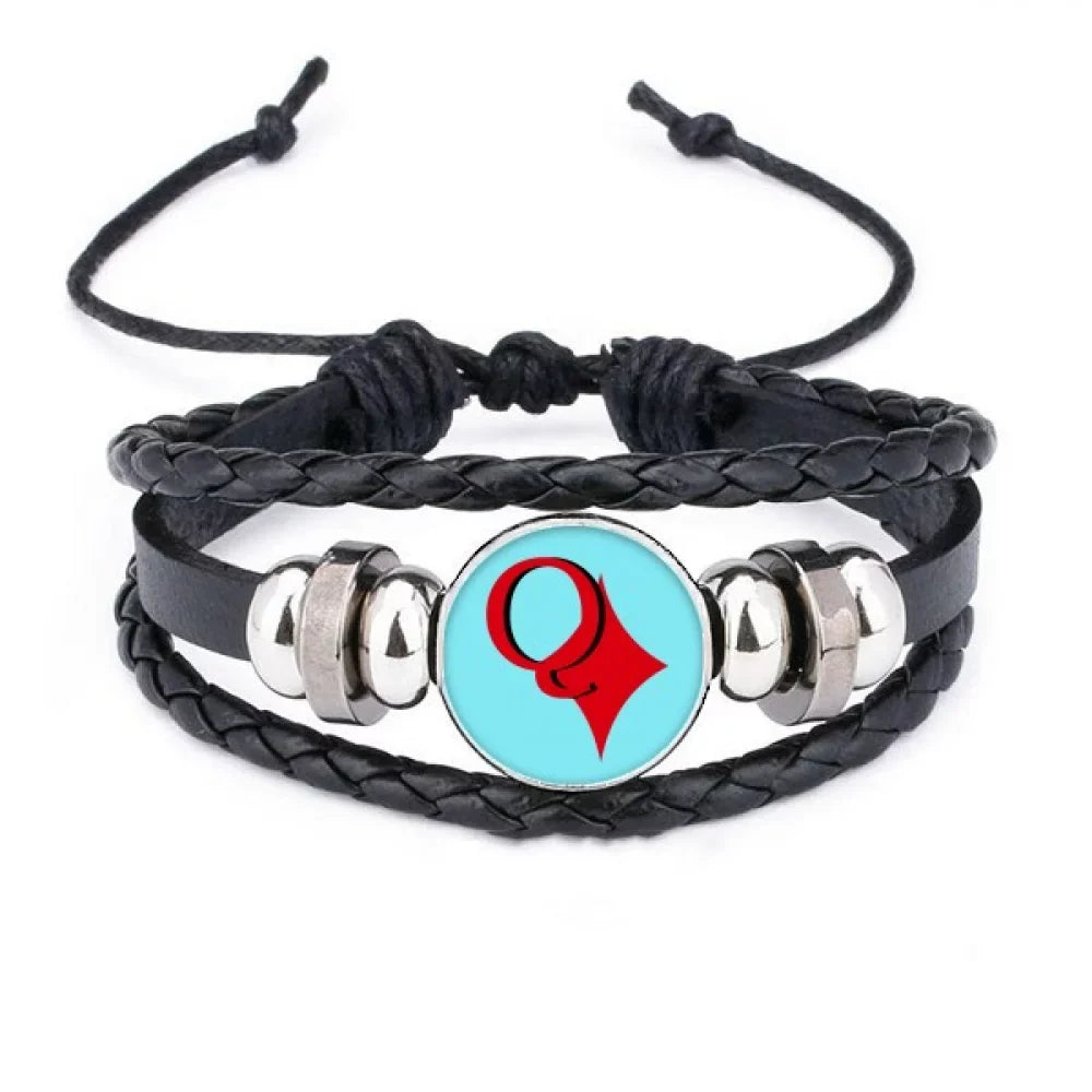 wristband q rope queen poker wealth leather braided bracelet woven