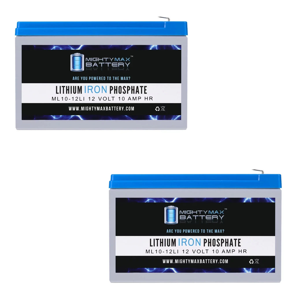 2 Battery WP6.512 Lithium - Pack 10AH Dynacell Compatible with Replacement 12V