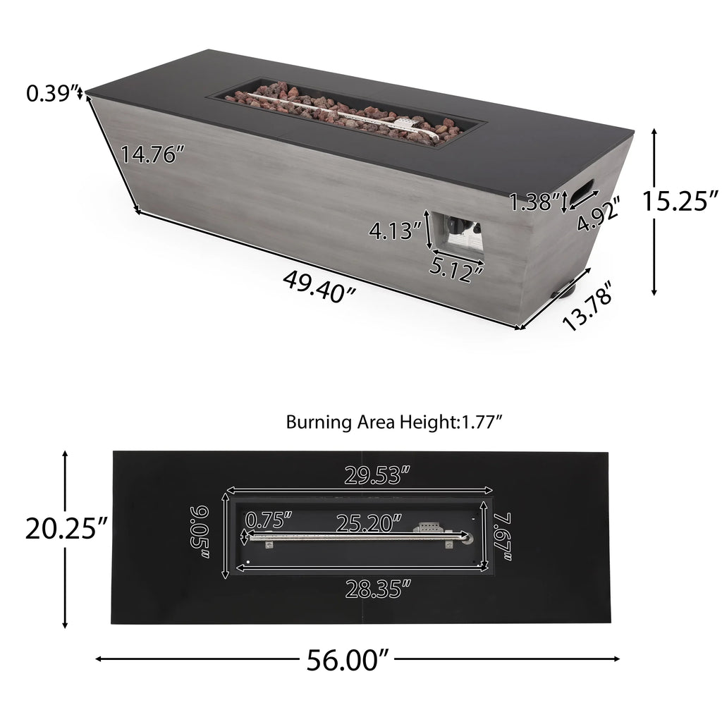 Sectional Gray, Black, Acacia 8 Gray, Gloss Sofa Fire Seater Set Pit Kolten Modern Holder, Wood and Outdoor Tank with Dark