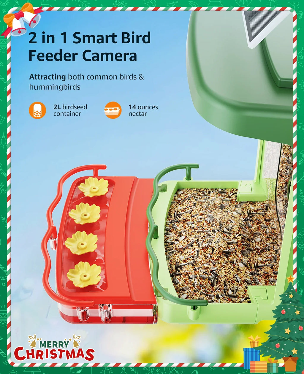 Anyone Ideal Bird Feeder Camera, in 2 HD of Capture Feeders Species, for with Gift Unique 1 Auto Camera, Birds 3MP with Camera with Hummingbird Bird Identify Close-Ups AI