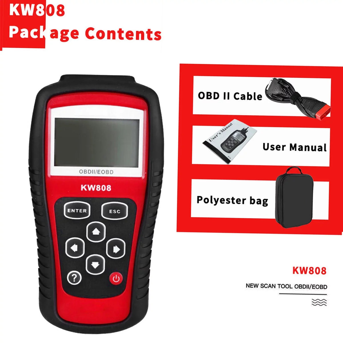 Decoder EOBD KW808 Code Cars and Auto Reader / walmeck OBDII Detection