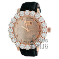 Watch Bezel Leather Rose Khronos Tone W/Date Wrist Gold Face Mens Flower Genuine Dial Genuine Diamond Roman