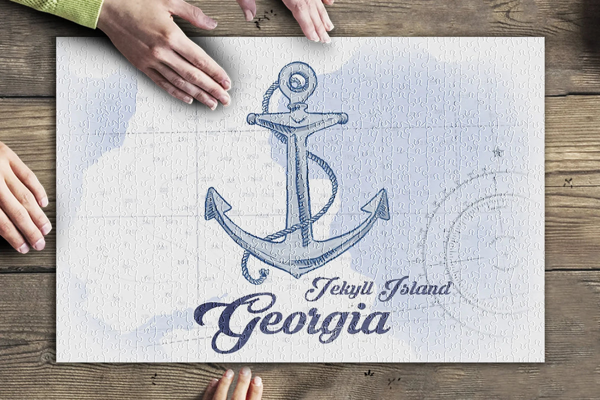 for Piece Anchor, Family, Georgia, in and Island, 500 Puzzle Blue, inches, Icon Coastal (19x27 Jigsaw Adults Premium Made Jekyll USA)