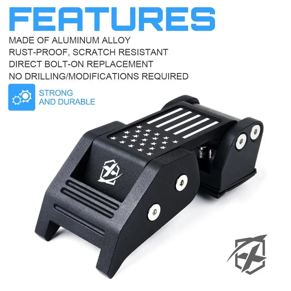 Wrangler JK Aluminum U.S. Xprite Flag Kit 2018+ & Hood Jeep Black Jeep 2007-2018 with JL for Latch Wrangler