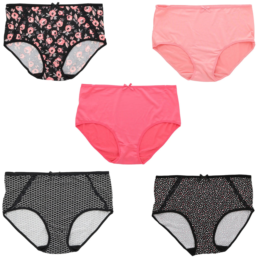 Panties Classic Hot Women's Florals) Black High Brief Size (X-Large, Sexy Delta Intimates Pink Rise Burke Plus (5Pr)