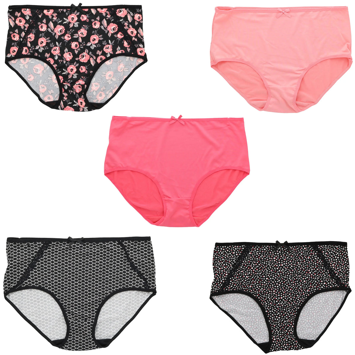 Panties Classic Hot Women's Florals) Black High Brief Size (X-Large, Sexy Delta Intimates Pink Rise Burke Plus (5Pr)