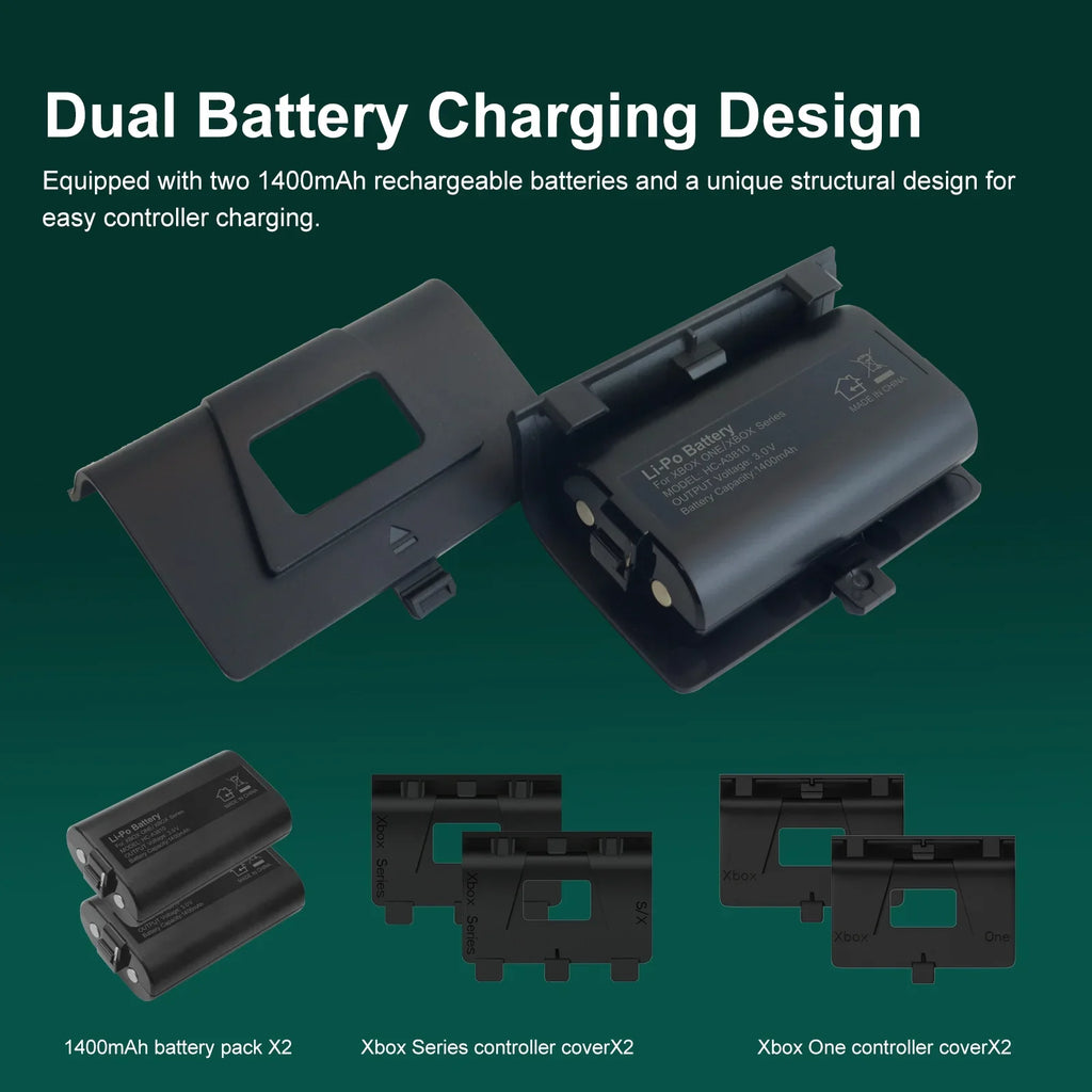 Packs for Stand Dock Vertical Headphone & with Station Series 12 Cooling with X/S, Organizer, Games Cooling Fan Battery 2 Charger Charging X Holder mAh Station 1400 with Controller Dual Storage Xbox