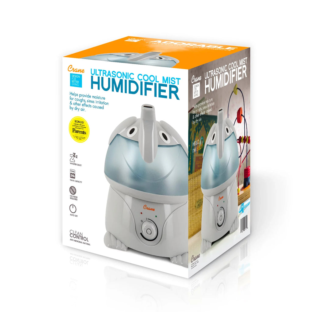 1 Crane EE-3186-1PK Gallon, Elephant, Humidifier, Ultrasonic Mist Adorable Cool