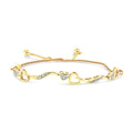 Wave Diamond Cttw 1/10 4"-10" .925 Gold Sterling Bolo 14K Color, Bracelet (I-J and Silver Adjustable I3 Hearts Plated Clarity) Yellow