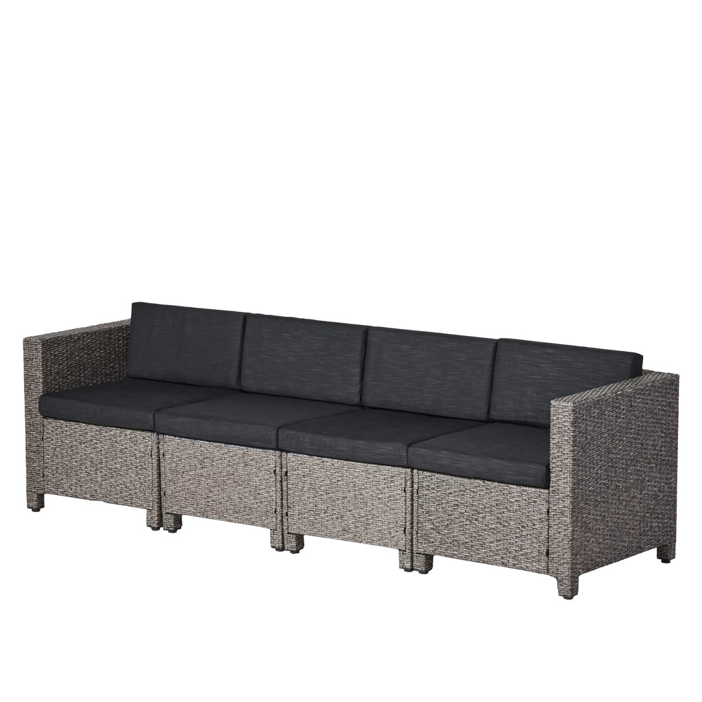 Sectional Black Gray Venice Cushions, Dark GDF Outdoor Wicker 4 Mixed Sofa and with Seater Studio