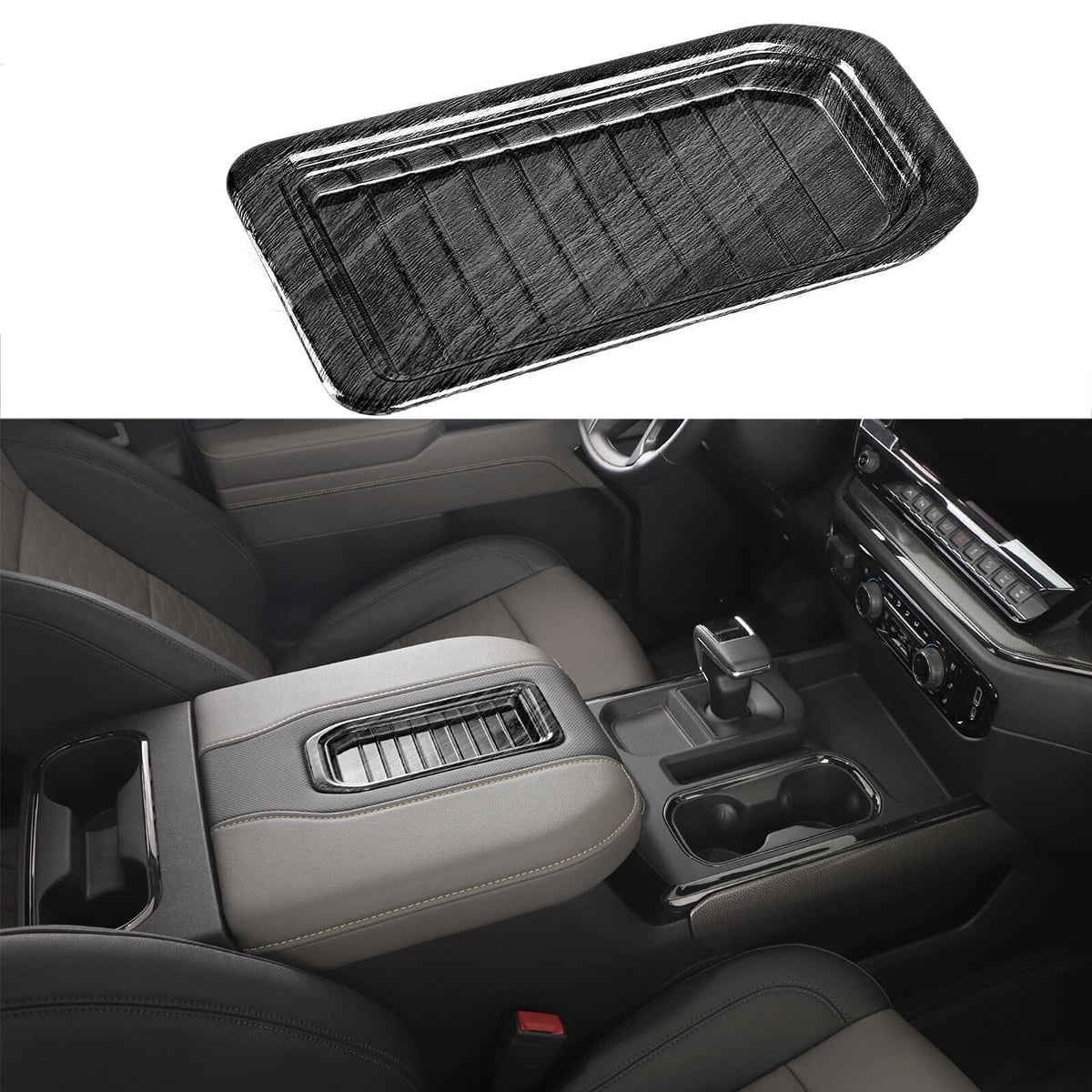 Box Black 2020 Suburban Trim Center Chevy Silverado 2021 For Storage Armrest Fit 2022 Cover Tahoe 2019 Wood Grain SIERRA