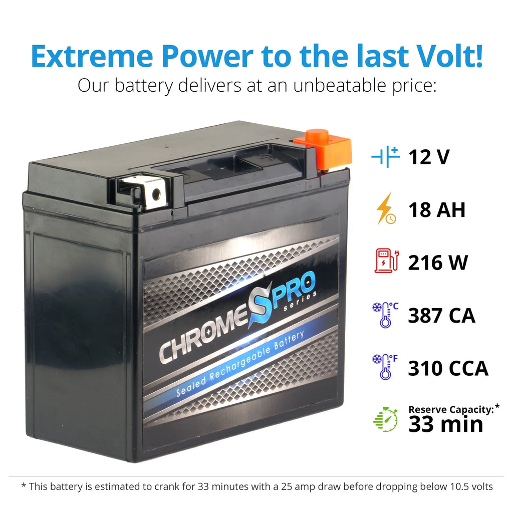 Volts,18 Cca) Js800 Sx-r Battery Ytx20hl-bs Ah, 2008 for Chrome 800cc Pro (20hl-bs Kawasaki Battery 310 Replacement 12