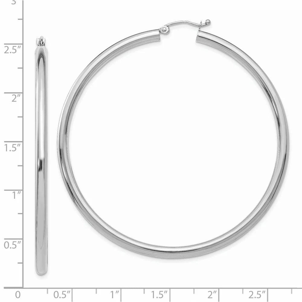 Teens; Adults Earrings; Polished Men Gold and White Real 3mm 14kt Women for Tube and Hoop for