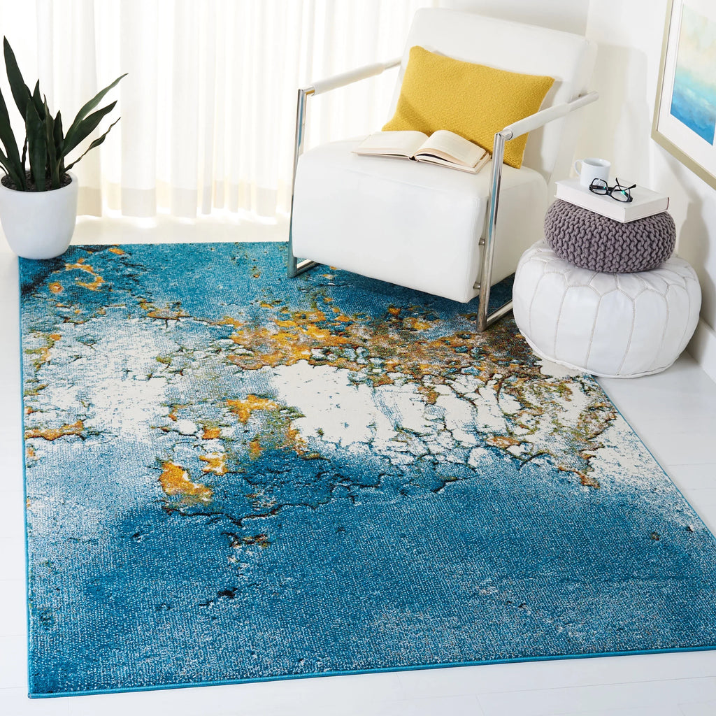 Nazca Glacier Area Rug, x 2'7" 5', Blue/Gold SAFAVIEH Abstract