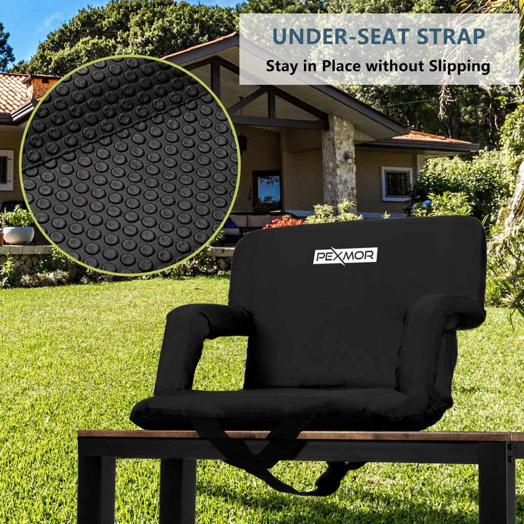 for with Bag, Back PEXMOR Seat Carrying 21'' Support Bleachers Stadium Reclining Width Standard Portable 2-Pack Cushion, &