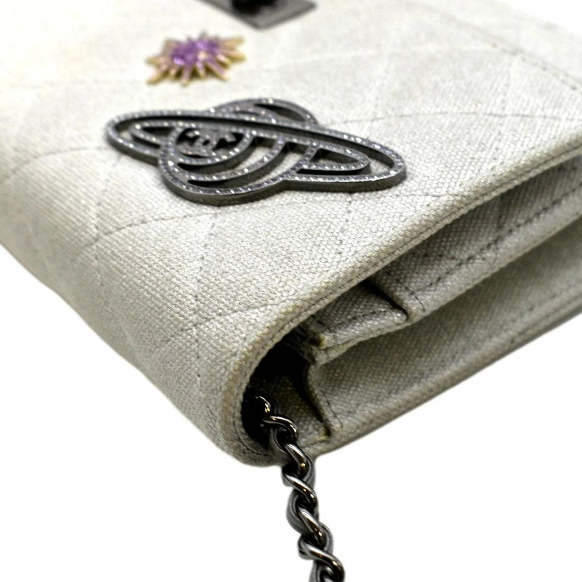 Light Canvas 2.55 CHANEL Grey Space Crossbody WOC Quilted Bag Reissue Pre-Owned Classic Charm