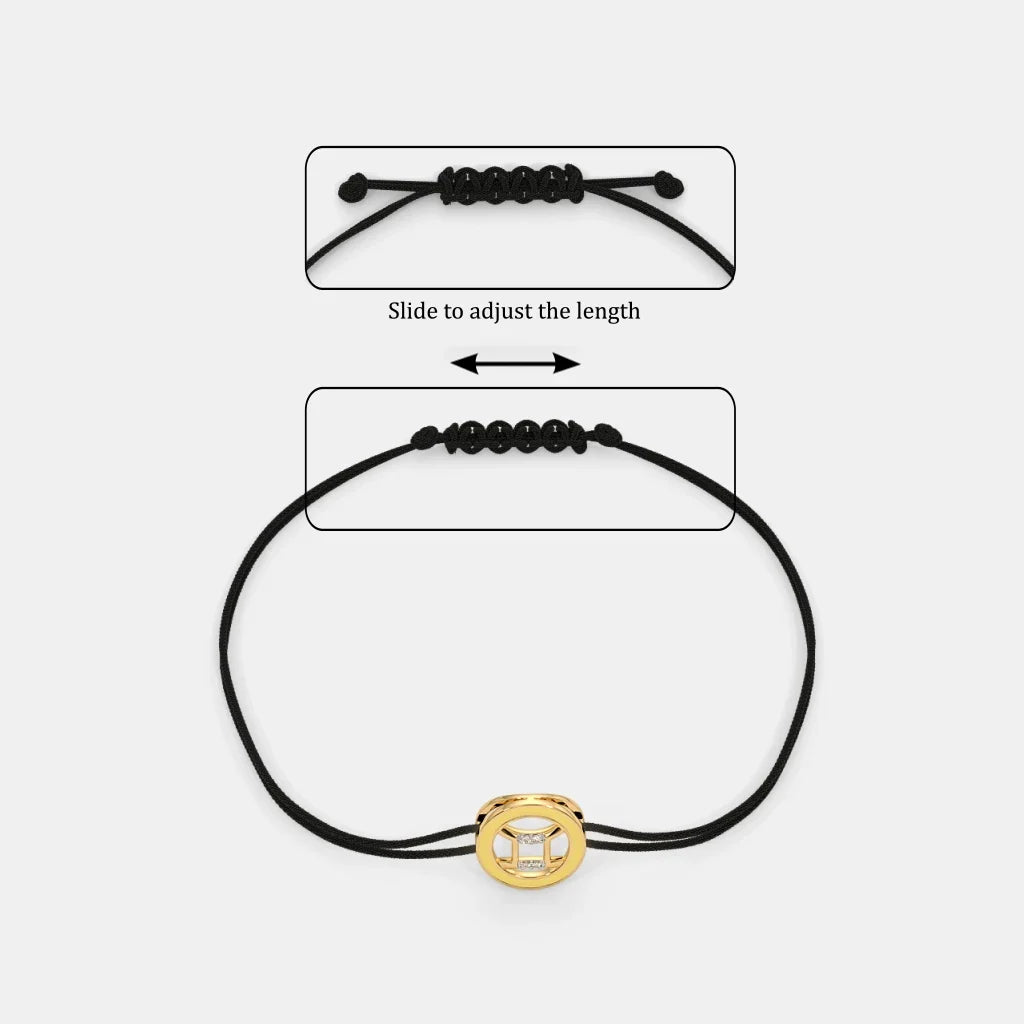INDIA Cord Adjustable The Yellow Enid SILBERO Gold in - Bracelet Elegance 18Kt Gemini