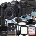 Camera Accessory Lens LED EF 75-300mm + 24-105mm Bundle Mark with Flash + Card II Case ZeeTech + Adapter 128GB Memory EOS SanDisk RF Mount + R6 Canon + + Mirrorless