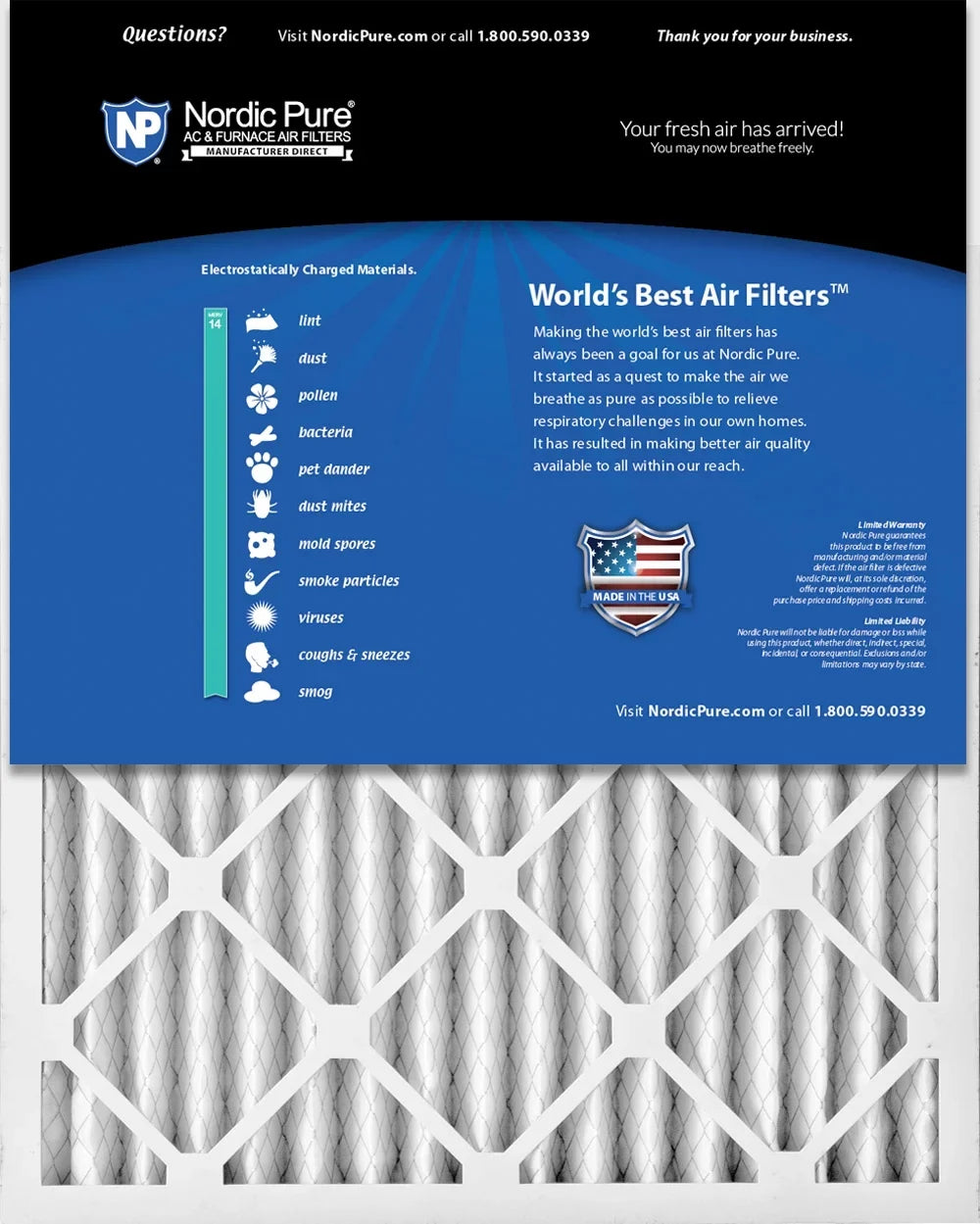 Pure Air Nordic Filters MERV Pack 3 Pleated 24x30x2 14