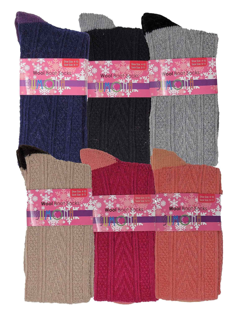 Women Cable High Knit Winter 6 Socks Knee tone Pairs two Boot sumona