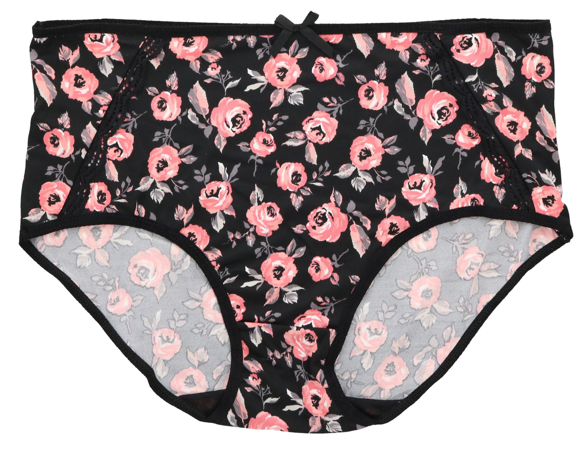 Panties Classic Hot Women's Florals) Black High Brief Size (X-Large, Sexy Delta Intimates Pink Rise Burke Plus (5Pr)