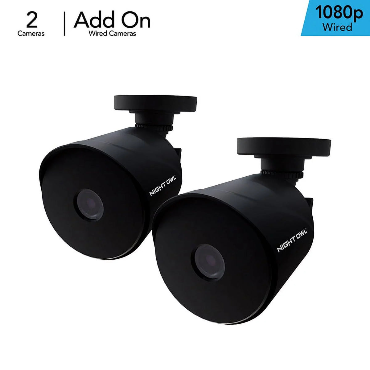 Outdoor, to Compatible a HD Cameras, Night Vision, Night Indoor Surveillance Bullet 2-Pack, Owl Owl Wired 1080p Recorder Night Black, Add