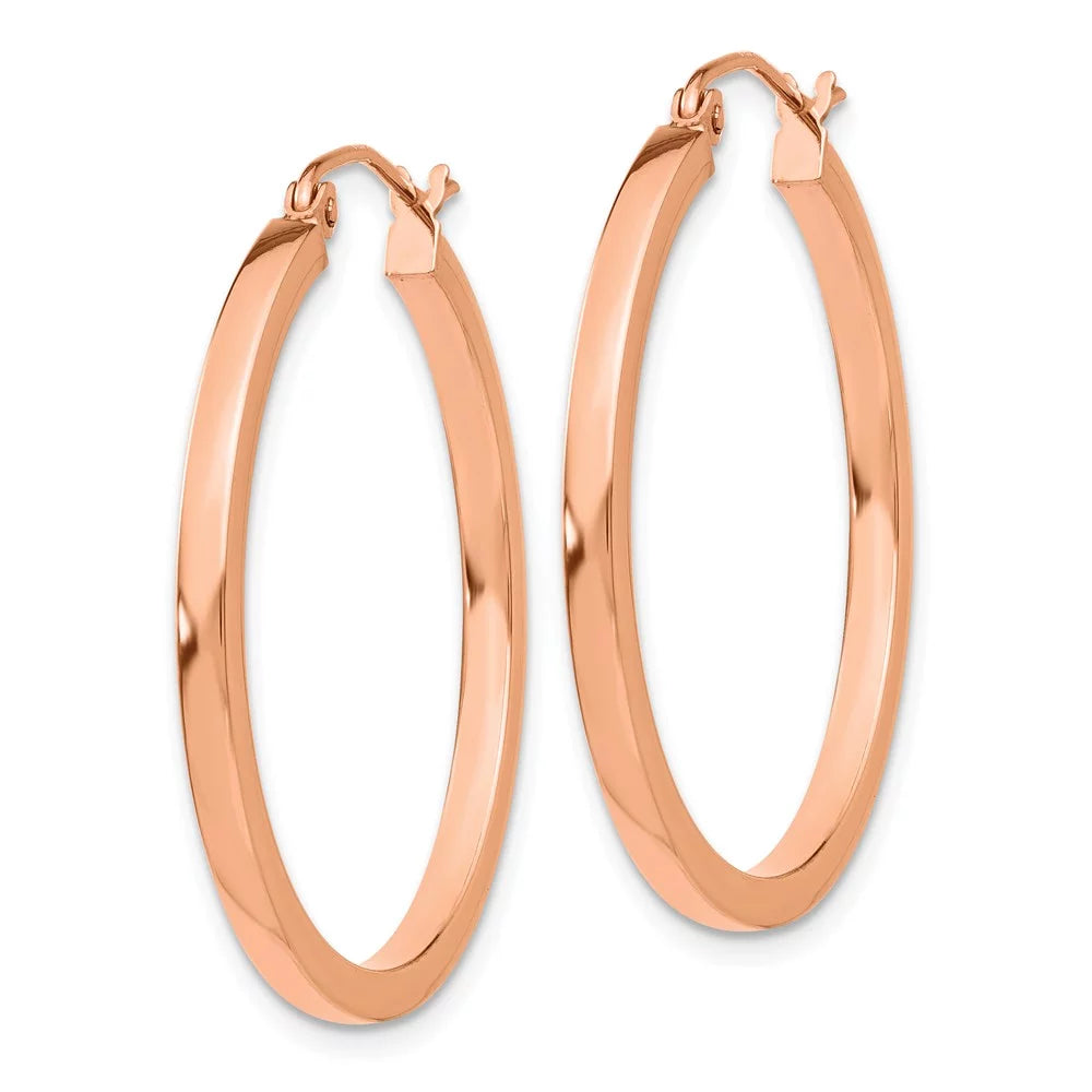 14kt and Adults Tube Princess Men and for Gold for Real Lightweight Rose Hoop Women Teens; Square Earrings;