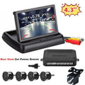 Kit+Universal Blind Backup Warning Vision Reverse View Detection and System 4.3in Parking Monitoring Rear Spot Car HD Sensor Set Camera Monitor Night Radar