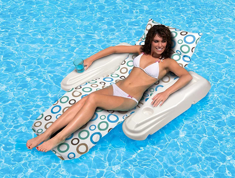 Swim Floating Adjustable 62" Lounge Rio Central Dots 1-Person Pool Swimming Sun Mod Chaise -