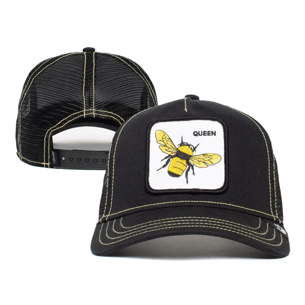 Unisex Bee), The Bros. Trucker Adjustable Snapback Black Farm One Original Hat, Size Goorin (Queen