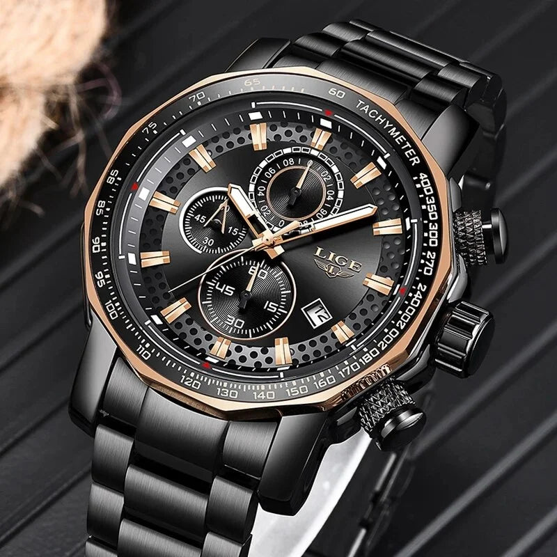 Chronograph Clock Full Mens white Men Homme Montre Top Waterproof New Big Quartz Dial Brand Luxury Watches Sport silver Steel Watch