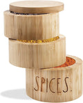 Triple Rae 3 Lid Swivel Bamboo Keeper Cellar Dunn Magnetic Section with Capacity 7.4oz Spice with